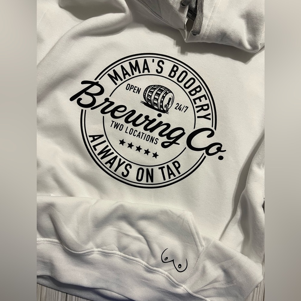 New!! Mama’s Boobery White Hoodie